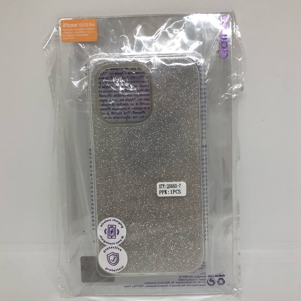 NWT Claire’s IPhone 13/13 Pro Silver Glitter Case